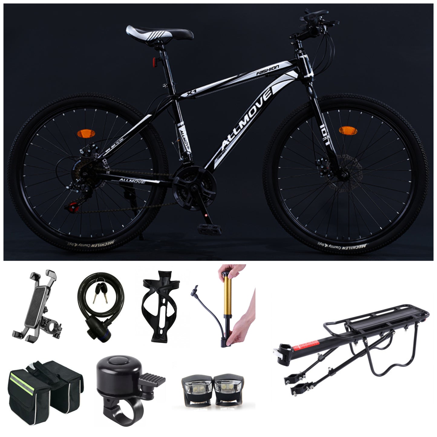ALLMOVE 26 / 27.5 inch 21 Speed Mountain Bike Suspension