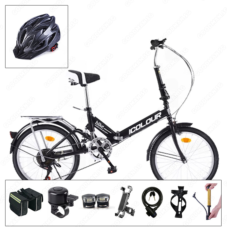 ICOLOUR 20 Inch Foldable Bicycle with 7 Speed Gear