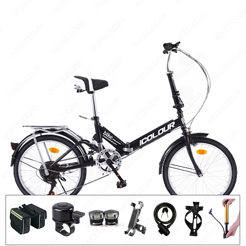 ICOLOUR 20 Inch Foldable Bicycle with 7 Speed Gear