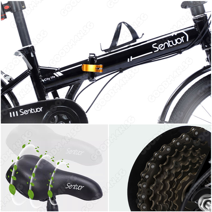 SENTUOR 22 Inch Foldable Bicycle with 7 Speed Gear