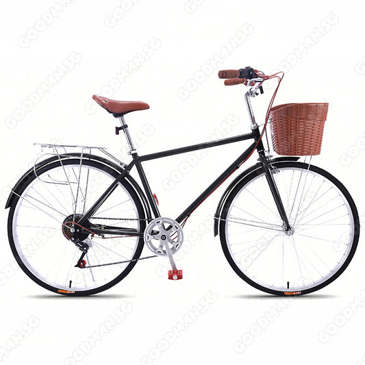 7 Speed Classic City Bicycle with Basket
